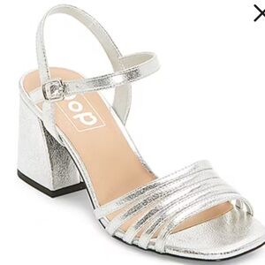 Pop Womens Idol Heeled strap open toe Sandals in silver size 10